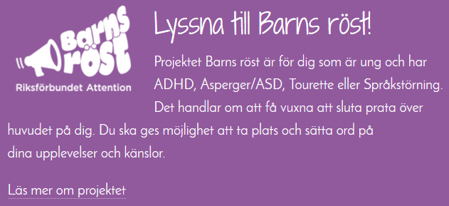 Barns röst, riksförbundet Attentions sida